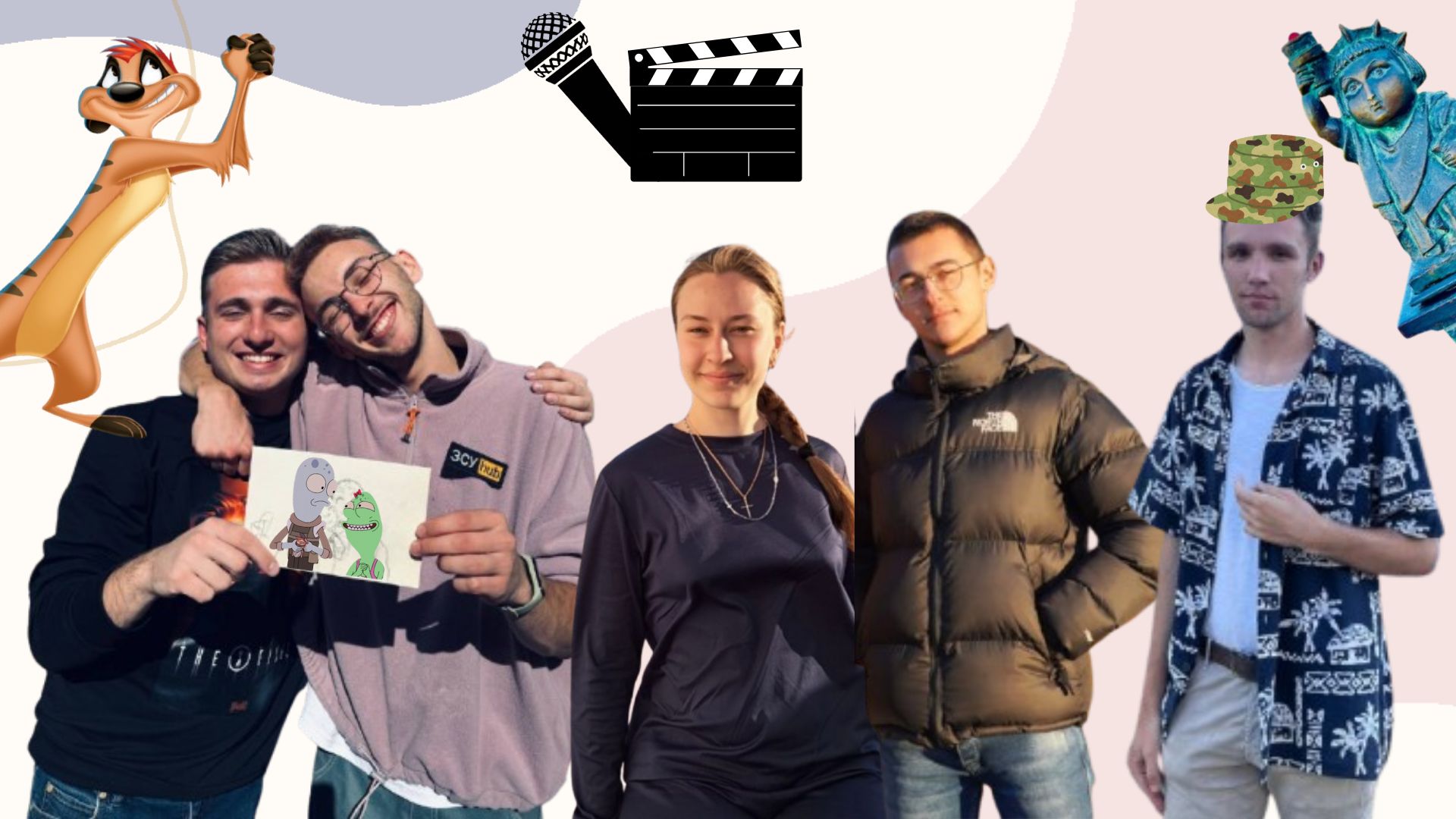 Фото-колаж із зображенням студентів-медійників в гумористичному стилі